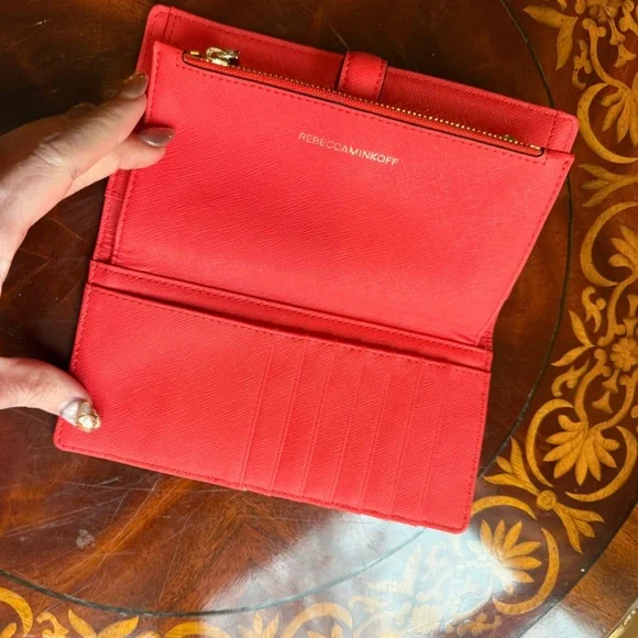NWOT Rebecca Minkoff Navy Blue/Red Saffiano Leather Wallet MSRP$195 - Picture 6 of 11